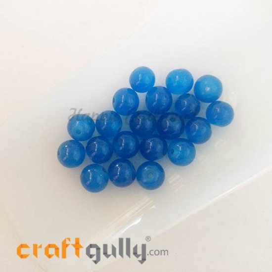 Glass Beads 8mm - Round Trans. Blue - 20 Beads Glass Beads 8mm - Round Trans. Blue - 20 Beads