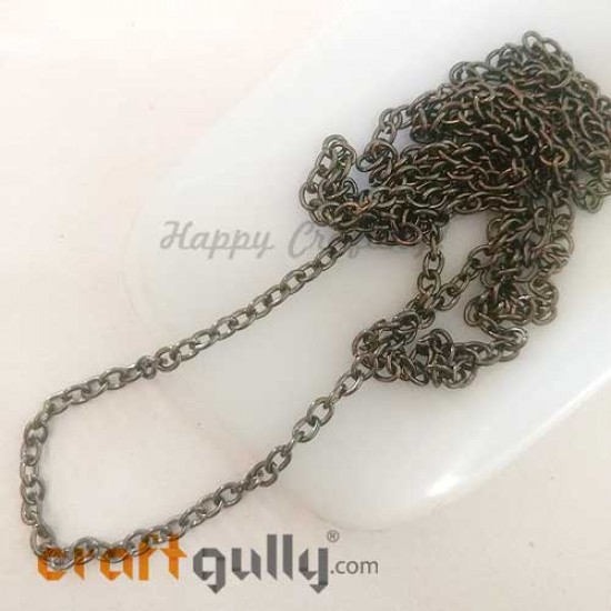 Chains - Oval 4mm - Gun Metal Finish - 34 Inches