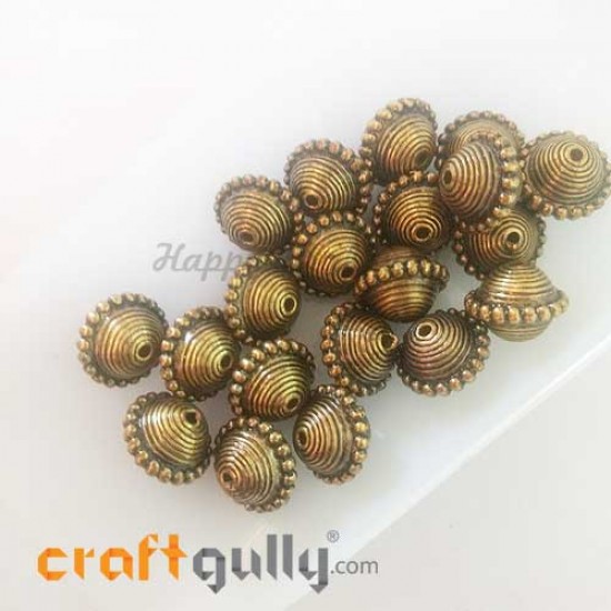 Acrylic Beads 10mm - Bicone Design #9 - Bronze - 20 Beads