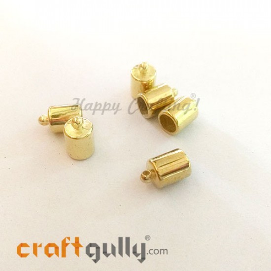 Tassel Caps #5 - 8mm Cylinder - Golden Finish - Pack of 6
