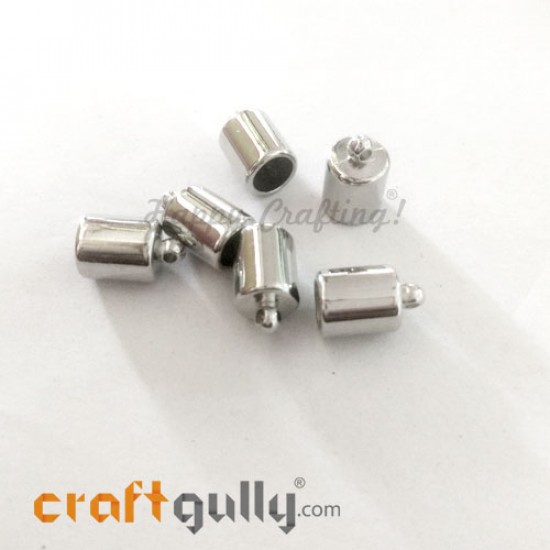 Tassel Caps #6 - 8mm Cylinder - Silver Finish - Pack of 6