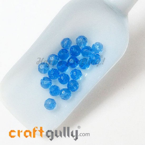 Glass Beads 7.5mm - Round Faceted - Blue Sapphire - 20 Beads