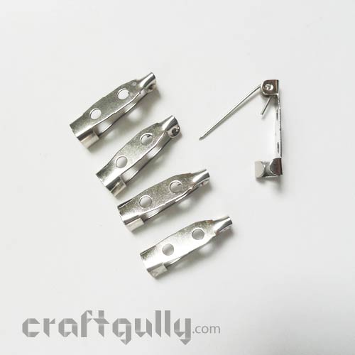 Brooch Pins 25mm - Silver - Pack of 5