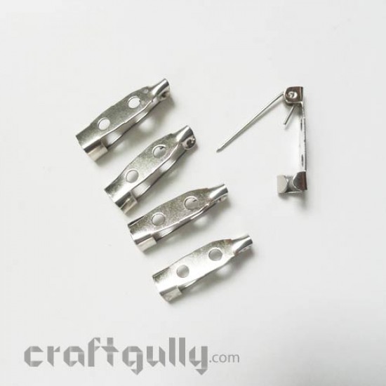 Brooch Pins 25mm - Silver Finish - Pack of 10