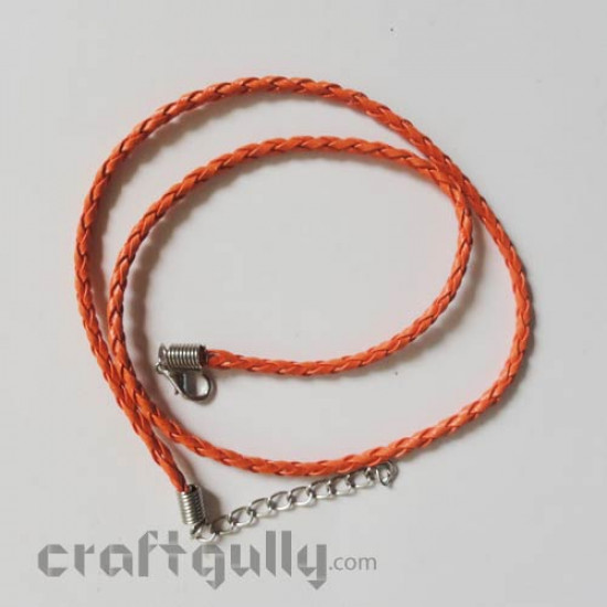 Necklace Cords - Faux Leather - Braided - Orange