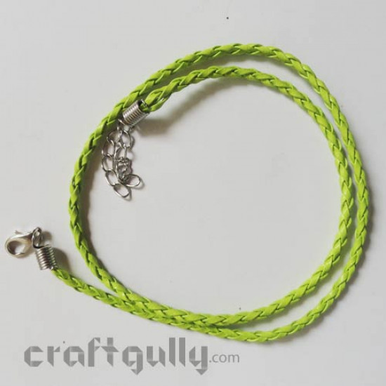 Necklace Cords - Faux Leather - Braided - Green