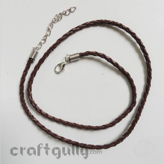 Necklace Cords - Faux Leather - Braided - Brown