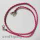 Necklace Cords - Faux Leather - Braided - Hot Pink