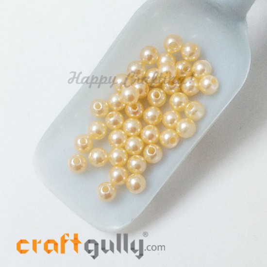 Acrylic Beads 7mm Round - Faux Pearl Cream Rose - 40 Beads