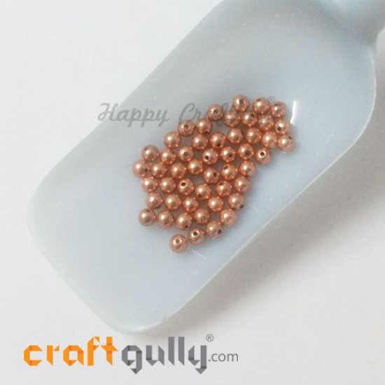 Acrylic Beads 4.5mm Round - Copper - 50 Beads