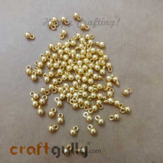 Charms 6mm Acrylic - Round - Golden Finish - 5gms