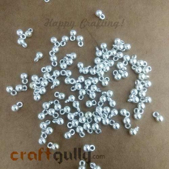 Charms 6mm Acrylic - Round - White Silver - 5gms