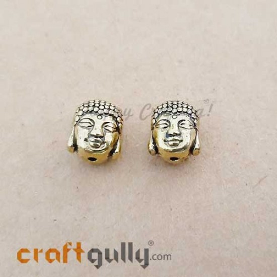 German Silver Beads 11mm - Buddha Golden Plating - 2 Beads