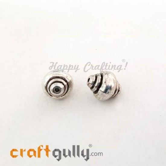 German Silver Beads 10mm - Design #1 Silver Finish - 2 Beads