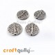 German Silver Beads 13mm - Tree Of Life Silver Finish - 4 Beads