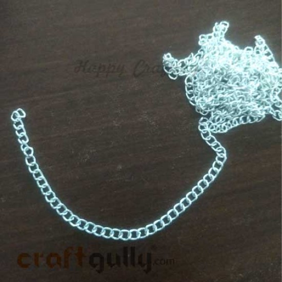 Chains Oval Flat 4mm x 2.5mm - Silver Finish - 36 Inches