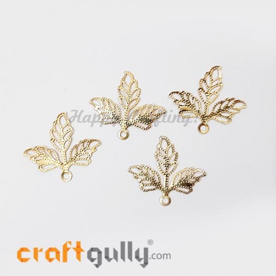 Charms / Elements 23mm Metal Design #4 - Golden - Pack of 4 Charms / Elements 23mm Metal Design #4 - Golden - Pack of 4