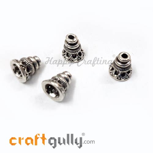 Bead Caps 8mm German Silver Design #4 - Silver - Pack of 4