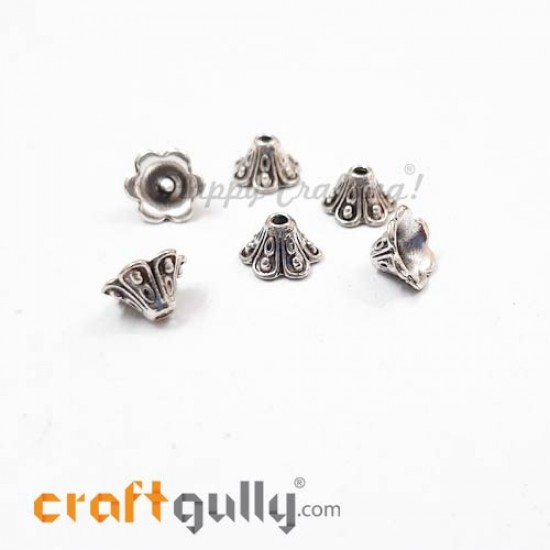 Bead Caps 9mm German Silver Design #5 - Silver - Pack of 6 Bead Caps 9mm German Silver Design #5 - Silver - Pack of 6
