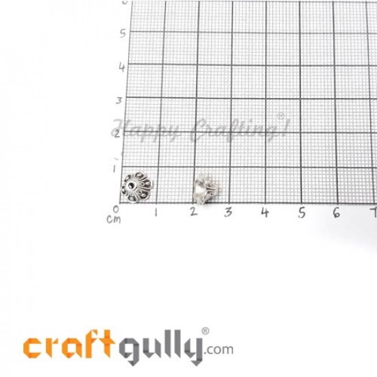 Bead Caps 9mm German Silver Design #5 - Silver - Pack of 6 Bead Caps 9mm German Silver Design #5 - Silver - Pack of 6
