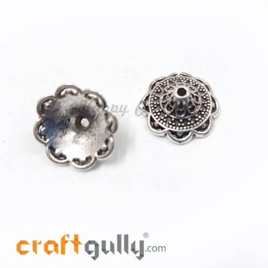 Bead Caps 14mm German Silver Design #6 - Silver - Pack of 2 Bead Caps 14mm German Silver Design #6 - Silver - Pack of 2