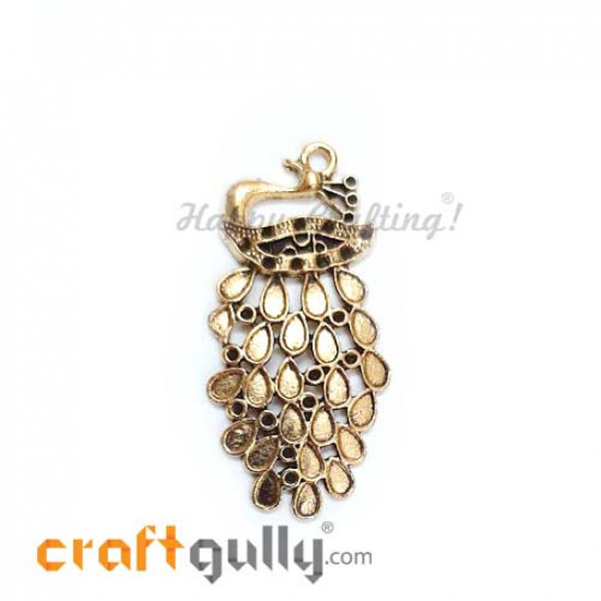 Charms 42mm Metal - Design #5 - Antique Golden - 1 Charm