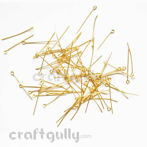 Eye Pins 30mm - Golden Finish - Pack of 50