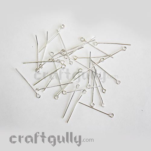 Eye Pins 30mm - Silver Finish - Pack of 50
