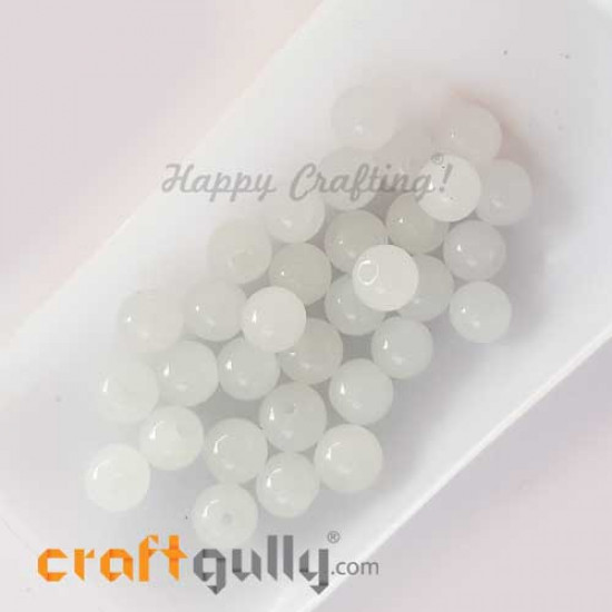 Glass Beads 8mm Round - Trans. White - 30 Beads