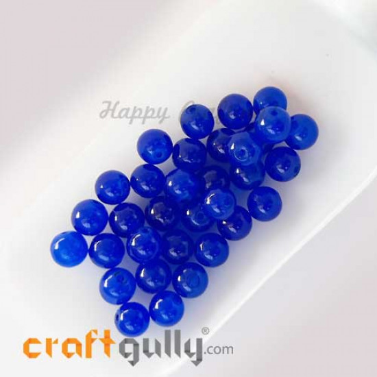 Glass Beads 8mm - Round Trans. Royal Blue - 30 Beads