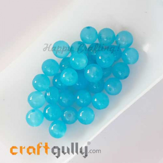 Glass Beads 8mm Round - Trans. Light Blue - 30 Beads