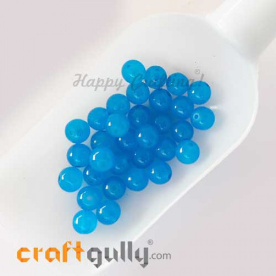 Glass Beads 8mm - Round Trans. Sea Blue #2 - 30 Beads