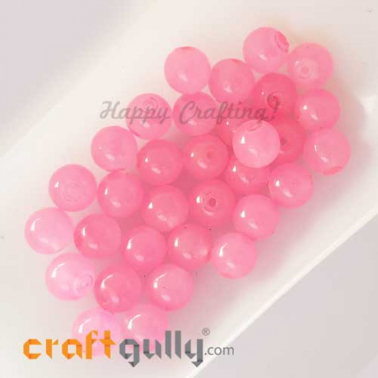 Glass Beads 8mm Round - Trans. Baby Pink #2 - 30 Beads