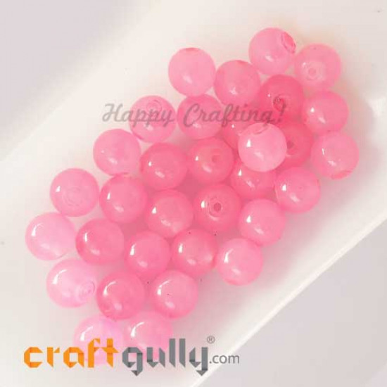 Glass Beads 8mm Round - T. Baby Pink #2 - 30 Beads Glass Beads 8mm Round - T. Baby Pink #2 - 30 Beads