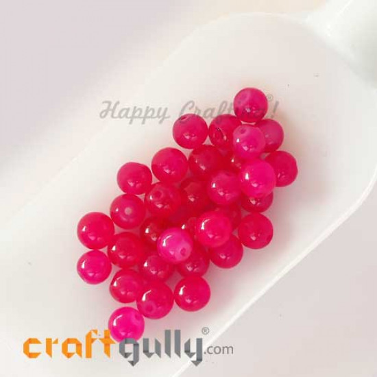 Glass Beads 8mm - Round Trans. Dark Pink #2 - 30 Beads