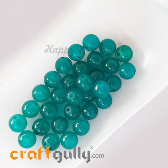 Glass Beads 8mm - Round Trans. Turquoise #2 - 30 Beads