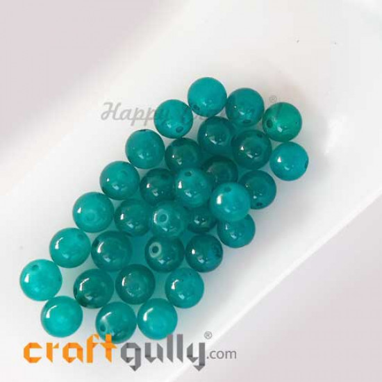 Glass Beads 8mm Round - Trans. Turquoise #2 - 30 Beads