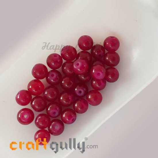 Glass Beads 8mm Round - Trans. Maroon - 30 Beads