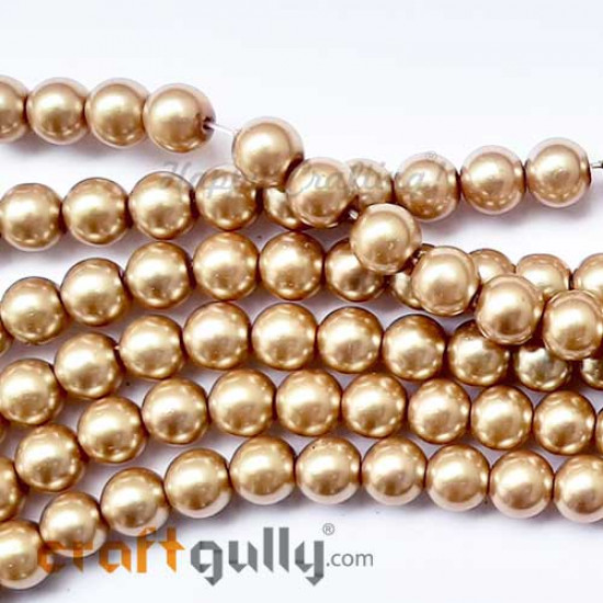 Glass Beads 7.5mm - Faux Pearl Round - Champagne - 30 Beads