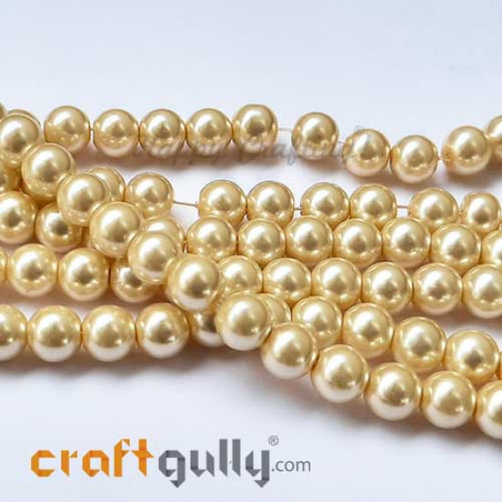 Glass Beads 8mm Pearl Finish - Dark Golden - 1 String