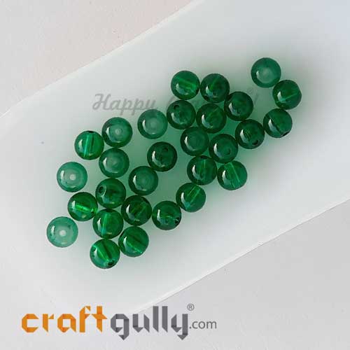 Glass Beads 6mm - Round Trans Dark Green - 30 Beads