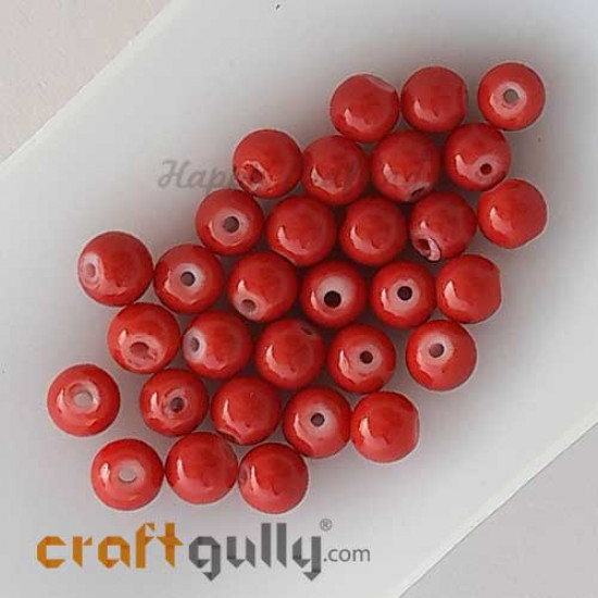 Glass Beads 6mm - Round - Red - 30 Beads