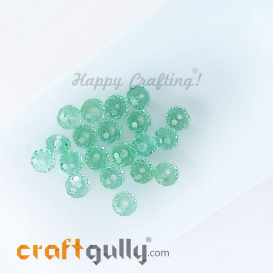Glass Beads 5mm - Rondelle Faceted - Trans. Light Green - 40 Beads