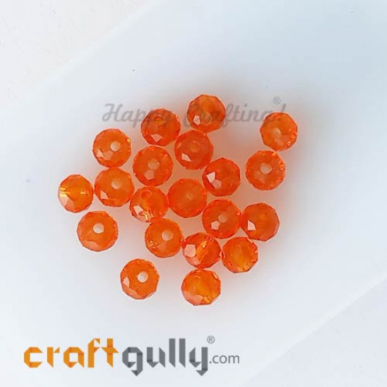 Glass Beads 4.5mm - Rondelle Faceted - Trans. Orange - 40 Beads