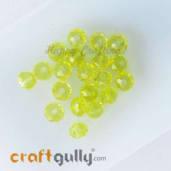 Glass Beads 4.5mm Rondelle Faceted - Trans. Sunflower Yellow - 40 Beads