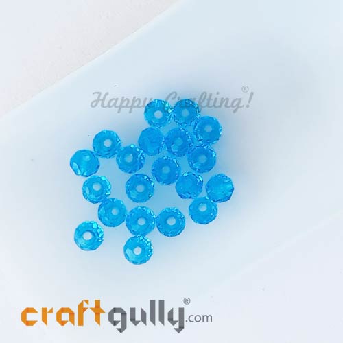 Glass Beads 4.5mm - Rondelle Faceted - Trans. Sky Blue - 40 Beads
