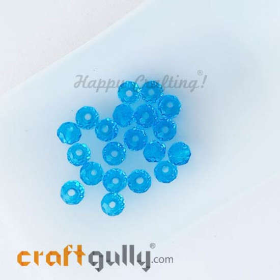 Glass Beads 4.5mm Rondelle Faceted - Trans. Sky Blue - 40 Beads