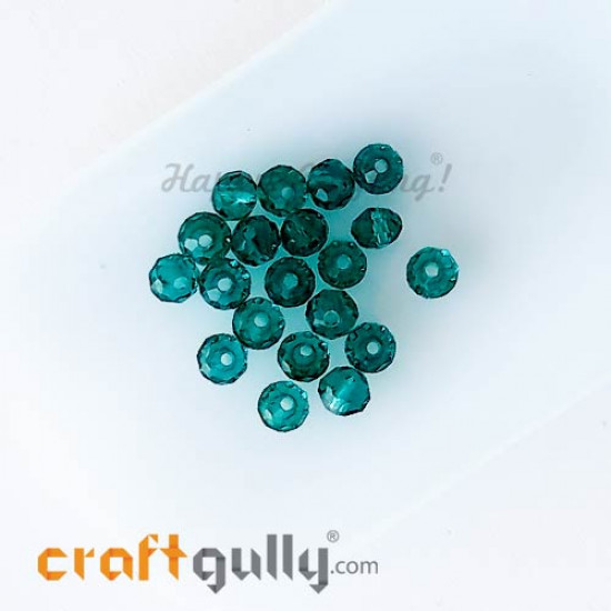 Glass Beads 4.5mm - Rondelle Faceted - Trans. Turquoise - 40 Beads