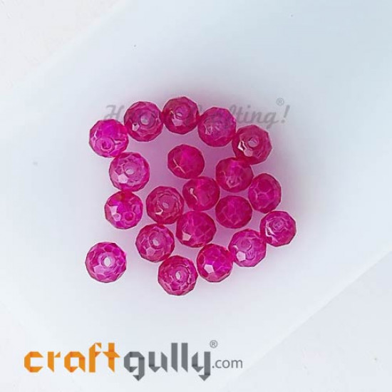 Glass Beads 4.5mm - Rondelle Faceted - Trans. Dark Pink - 40 Beads