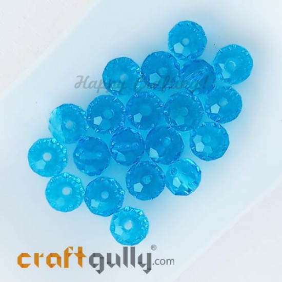 Glass Beads 6mm Rondelle Faceted - Trans. Sky Blue - 20 Beads
